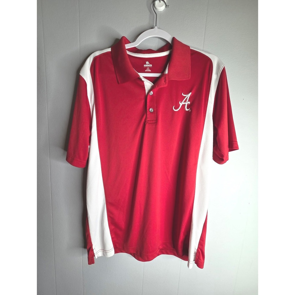 Alabama Crimson Tide Knights Apparel Mens Large Red‎ White Mesh Performance Polo